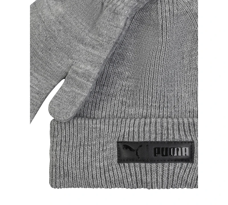 Puma Men's 2-Piece Cuff Beanie and Gloves Set