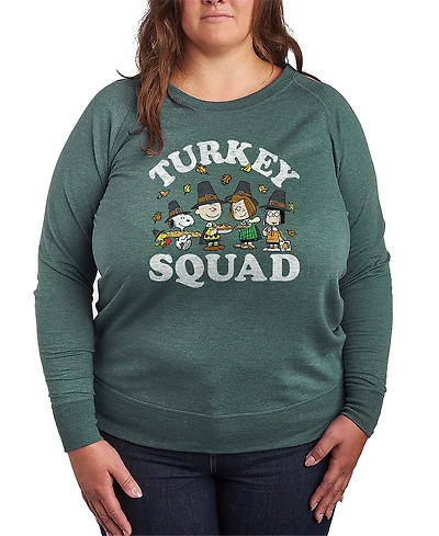 Hybrid Apparel Peanuts Gang Thanks Giving Turkey Squad Women's French Terry Long Sleeve Shirt