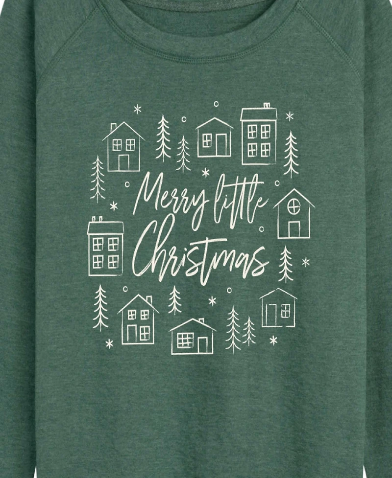 Hybrid Apparel Merry Little Christmas Houses Women's French Terry Long Sleeve Shirt