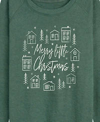 Hybrid Apparel Merry Little Christmas Houses Women's French Terry Long Sleeve Shirt
