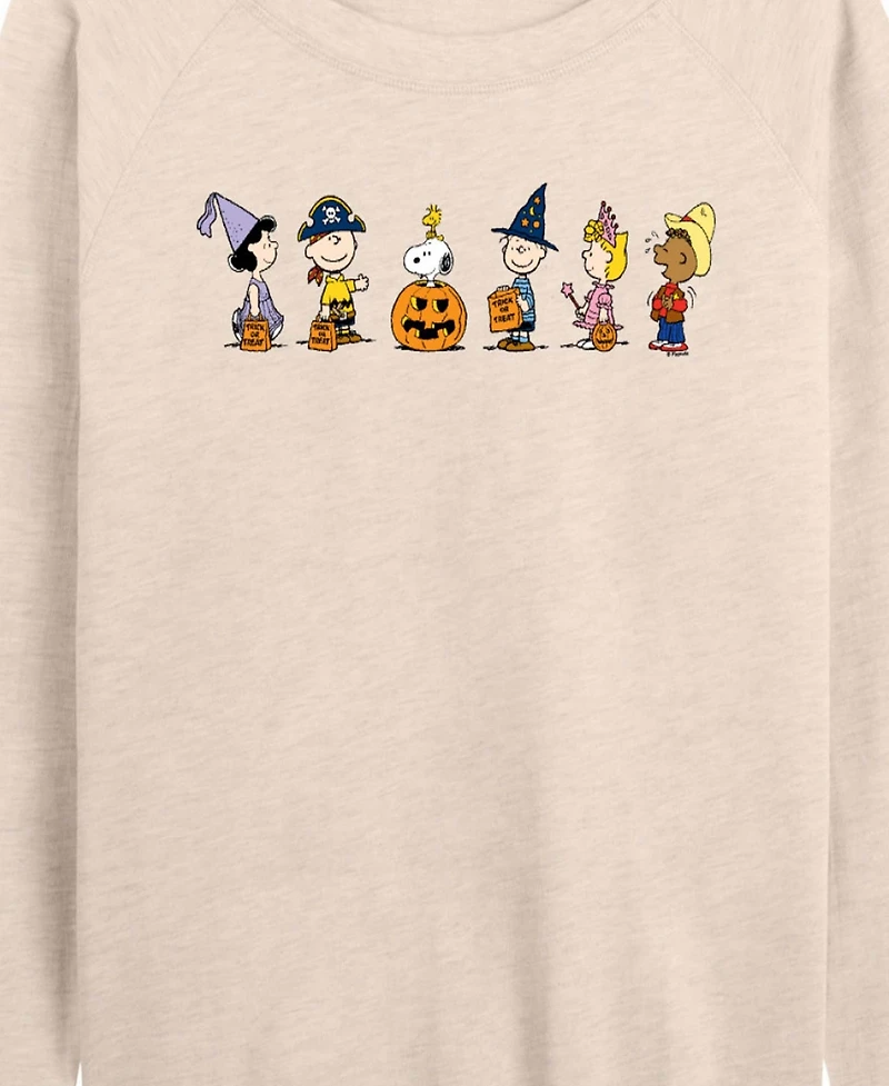 Hybrid Apparel Peanuts Gang Halloween Trick or Treat Women's French Terry Long Sleeve Shirt