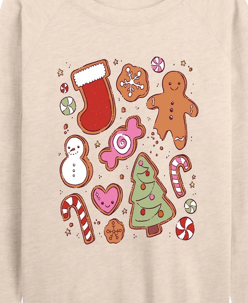 Hybrid Apparel Cute Christmas Cookies Women's French Terry Long Sleeve Shirt