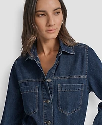 Dkny Jeans Women's Button-Down Long-Sleeve Denim Dress