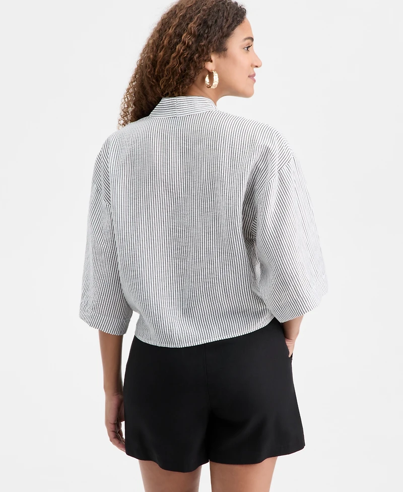 I.n.c. International Concepts Women's Printed Tie-Hem Top, Macy's Exclusive