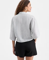 I.n.c. International Concepts Women's Printed Tie-Hem Top, Macy's Exclusive