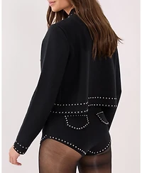 Nasty Gal Women's Knitted Western Stud Detail Shorts