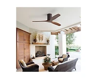 52-inch Modern Brown 3-Blade Flush Mount Fans Supports Remote Control 6-Speed Arbitrary Adjustment and Timing Function