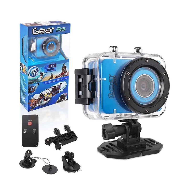 Sound Around Gear Pro Sports Action Camera 1080P Mini Camcorder 12MP 2.4" Touch Screen Waterproof Case with Wireless Remote Control