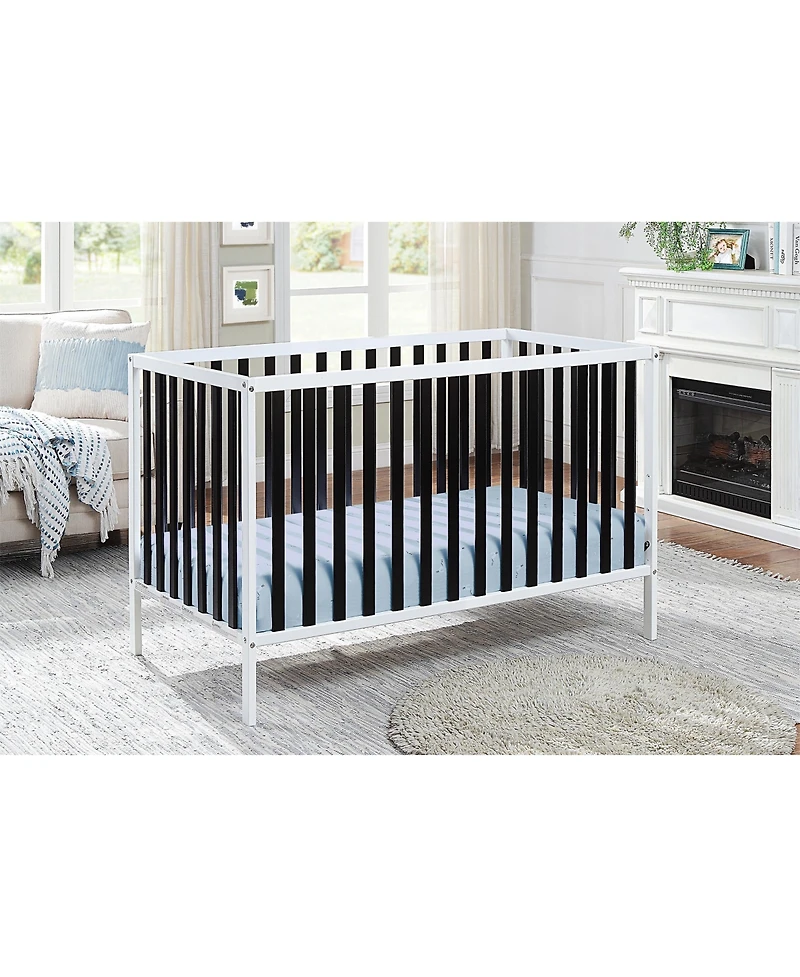 Forest'nSky Deux Remi Island 4-in-1 Convertible Crib in White and Black with Modern Slatted Design