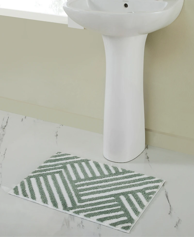 Vcny Home Geometric Lines Tufted Bath Rug, 18" x 27"