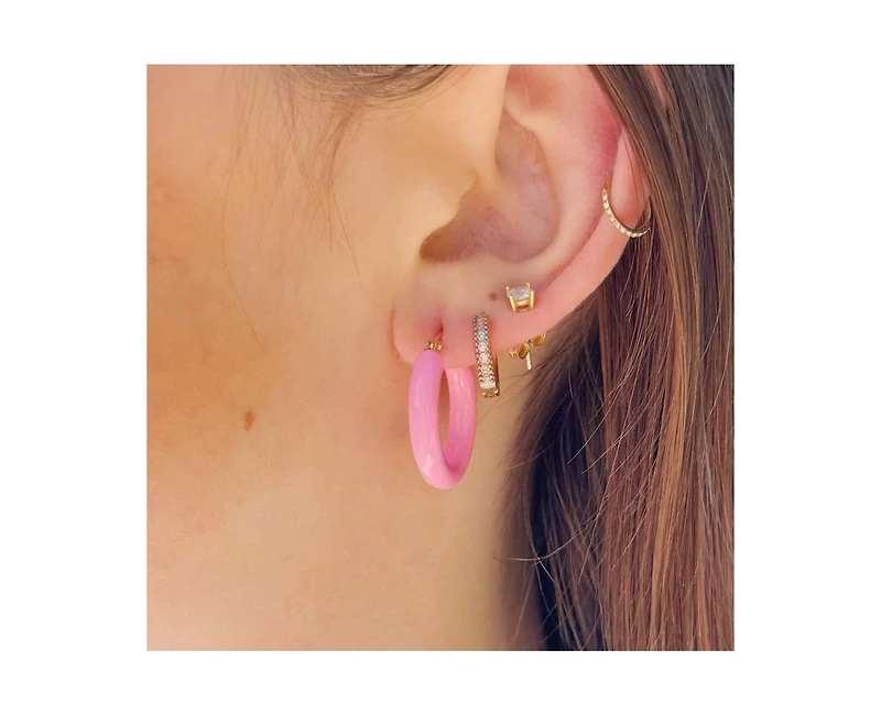 Sasha Pink Enamel Hoops