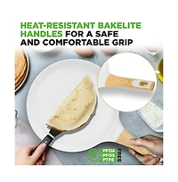NutriChef 11” Non-Stick Crepe Pan with Wooden Spreader (NCMKCP002411WT)