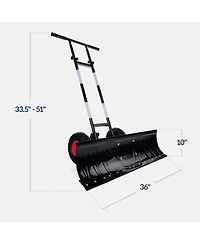 Best Choice Products 36in Hand Snow Pusher w/ 2 Wheels, Adjustable Handle, Blade Angle, Reflective Tape