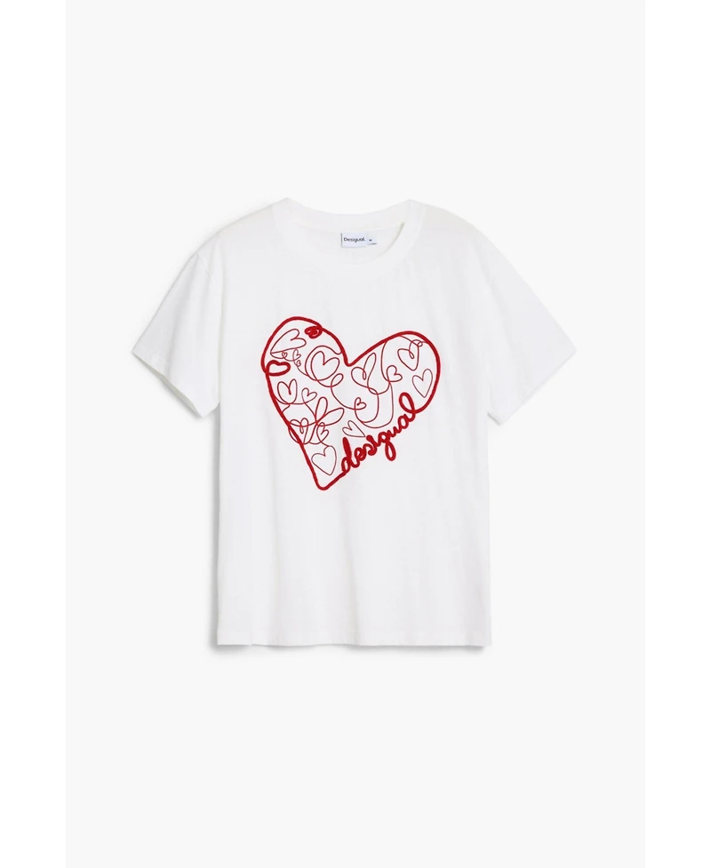 Desigual Women's T-shirt with embossed hearts