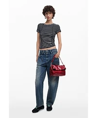 Desigual Women's Medium shiny flap bag