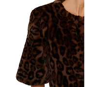 Adrianna Papell Women's Leopard Print Crewneck Jacket