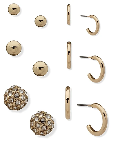 Nine West 6-Pack Gold-Tone Hoops and Ball Stud Earrings Set