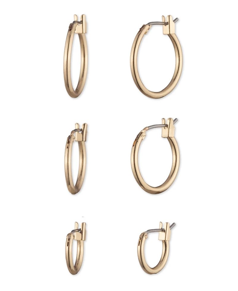 Nine West 3-Pack Gold-Tone Hoop Earrings Set
