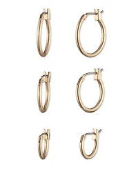 Nine West 3-Pack Gold-Tone Hoop Earrings Set