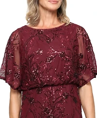 Sl Fashions Women's Sequined Blouson Midi Dress