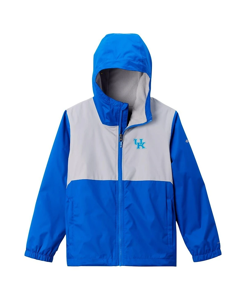 Columbia Big Boys and Girls Royal Kentucky Wildcats Rainy Fields Lined Omni-Tech Full-Zip Hoodie Jacket