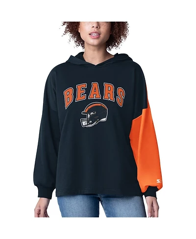 Starter Women's Navy Chicago Bears Power Move Long Sleeve Pullover Hoodie