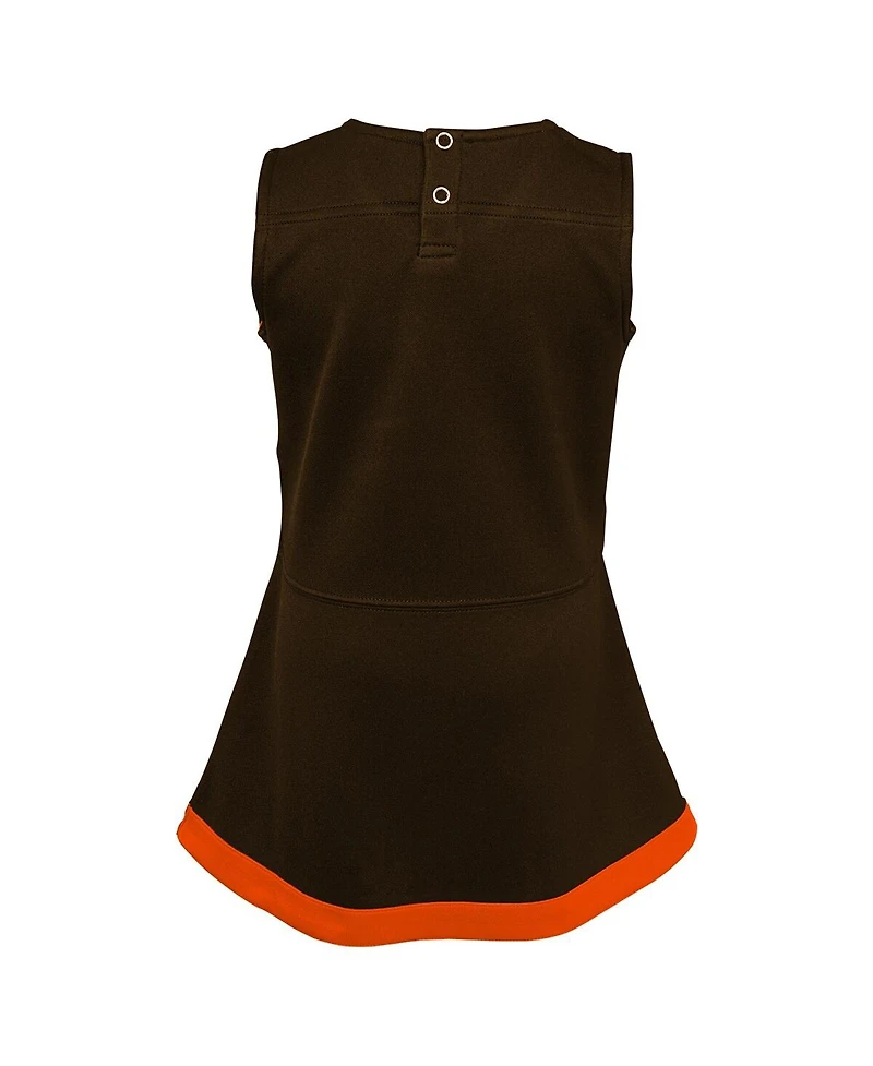 Outerstuff Girls Toddler 2-Piece Brown Cleveland Browns Cheer Captain Dress with Bloomers