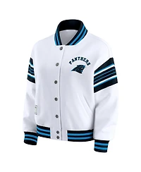 Wear by Erin Andrews Women's White Carolina Panthers Full-Snap Fleece Sweatshirt Jacket