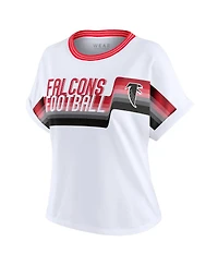 Wear by Erin Andrews Women's White Atlanta Falcons Cropped Center Stripe Dolman T-Shirt