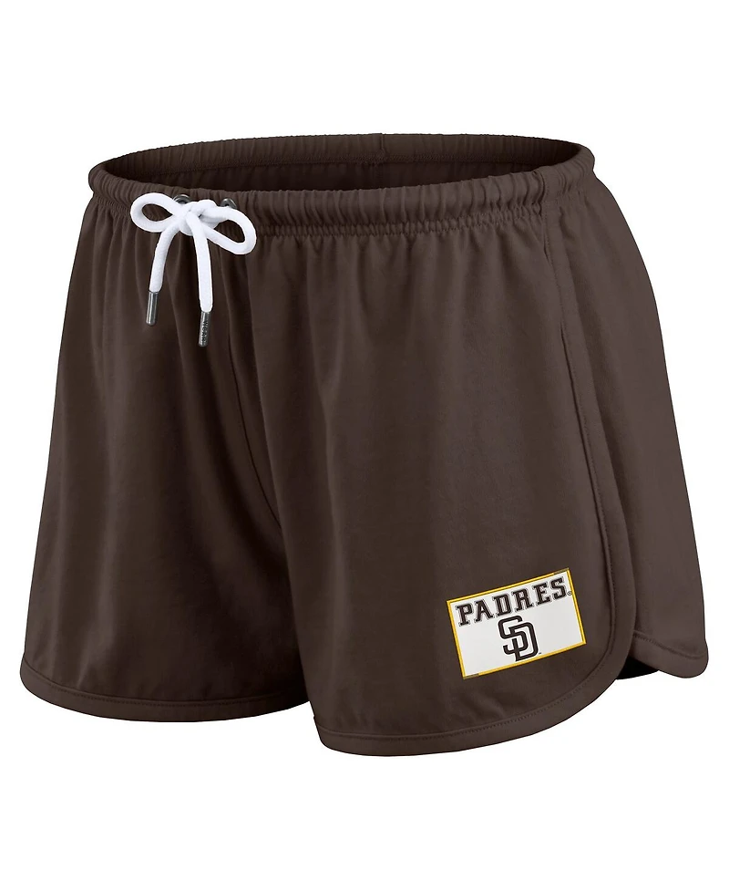 Wear by Erin Andrews Women's 2-Piece Brown San Diego Padres Heavy Rugby Jersey Long Sleeve T-Shirt and Shorts Lounge Set