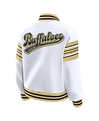 Wear by Erin Andrews Women's White/Gold Colorado Buffaloes Satin Stitch Full-Snap Fleece Sweatshirt Jacket