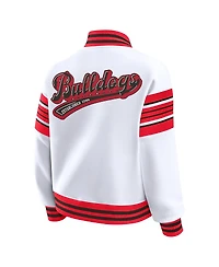 Wear by Erin Andrews Women's White/Red Georgia Bulldogs Satin Stitch Full-Snap Fleece Sweatshirt Jacket