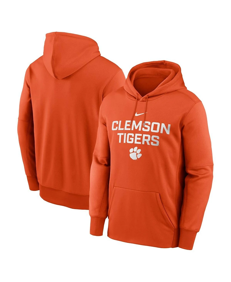 Nike Men's Orange Clemson Tigers Team Stacked Performance Pullover Hoodie