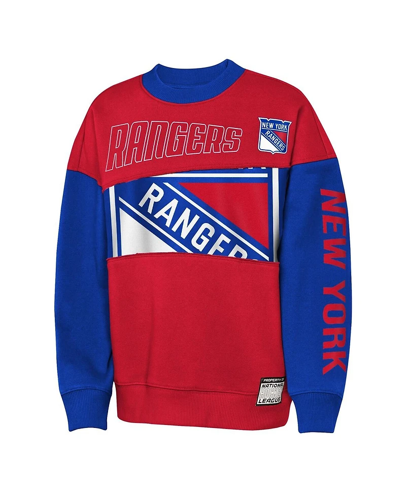 Outerstuff Big Boys and Girls Red/Blue New York Rangers Impact Player Sweatshirt