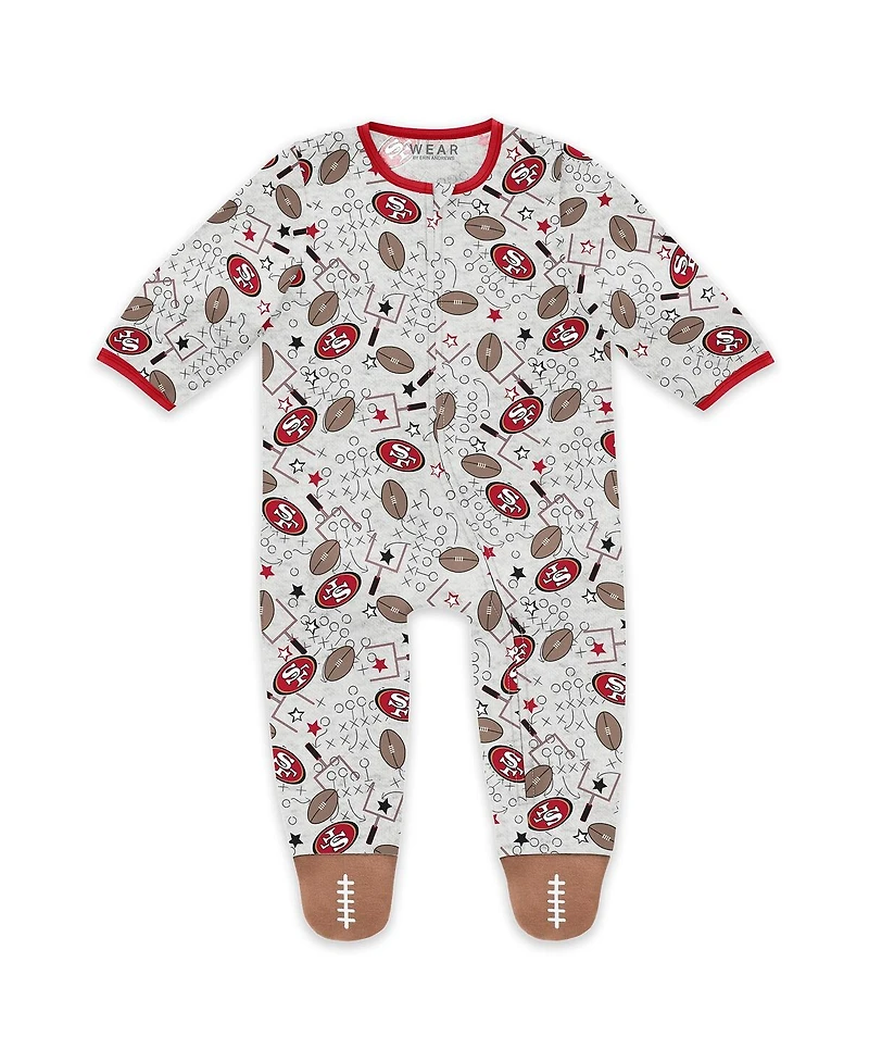 Wear by Erin Andrews Baby Boys and Girls Newborn San Francisco 49ers Sleep and Play Full-Zip Sleeper Bib Set