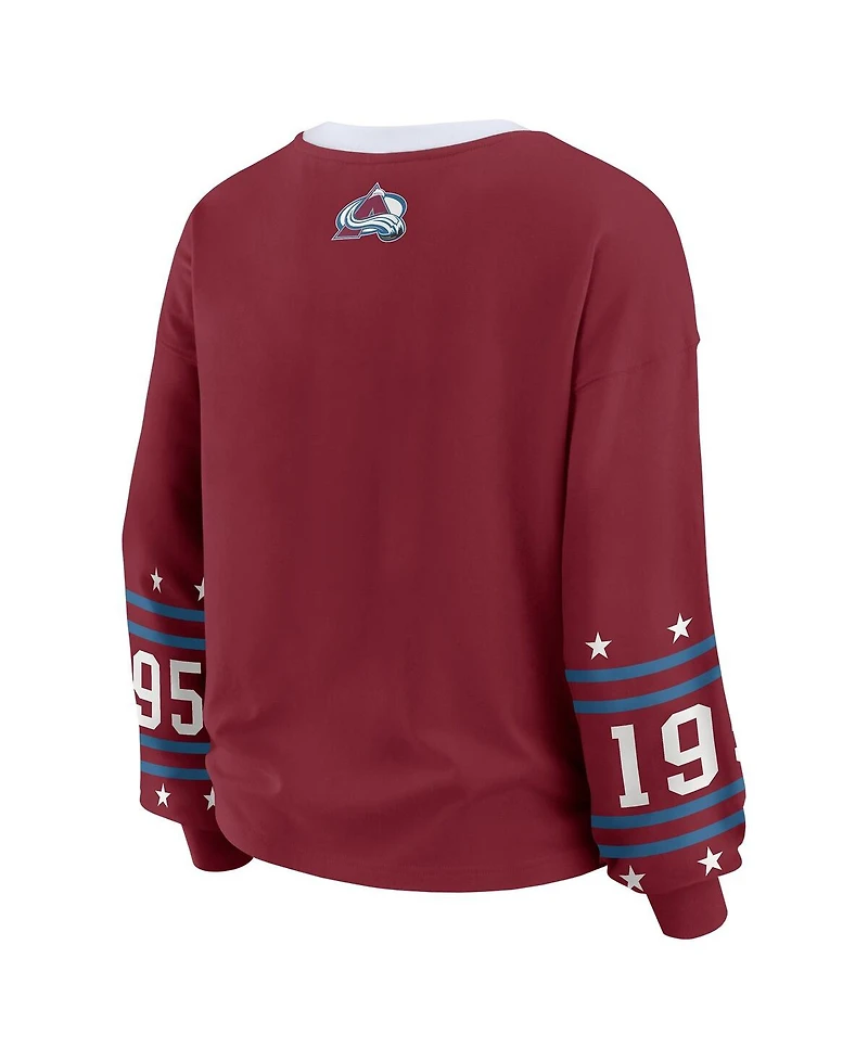 Wear by Erin Andrews Women's Burgundy Colorado Avalanche Long-Sleeve Sport T-Shirt