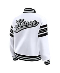 Wear by Erin Andrews Women's White/Black Los Angeles Kings Full-Snap Fleece Sweatshirt Jacket