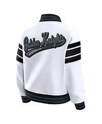Wear by Erin Andrews Women's White/Black Vegas Golden Knights Full-Snap Fleece Sweatshirt Jacket