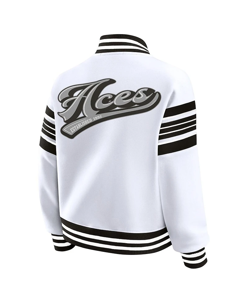 Wear by Erin Andrews Women's White/Black Las Vegas Aces Full-Snap Fleece Sweatshirt Jacket