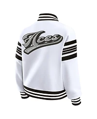 Wear by Erin Andrews Women's White/Black Las Vegas Aces Full-Snap Fleece Sweatshirt Jacket