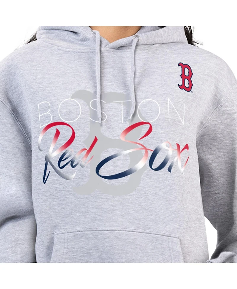 G-iii 4Her by Carl Banks Women's Heather Gray Boston Red Sox Shadow Logo Graphic Pullover Hoodie