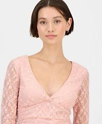 Sincerely Jules Juniors' Lace Long-Sleeve V-Neck Top