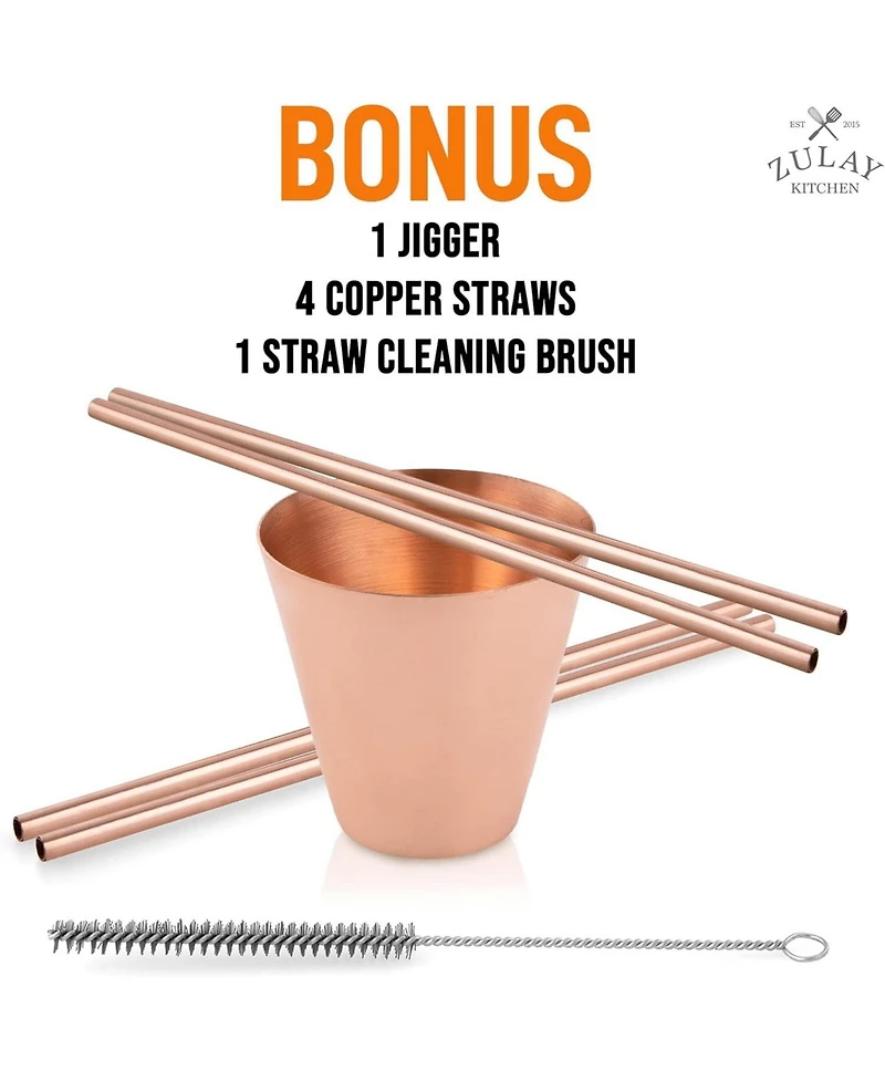 Zulay Kitchen Copper Mugs Moscow Mule Set Of 4 - 16oz