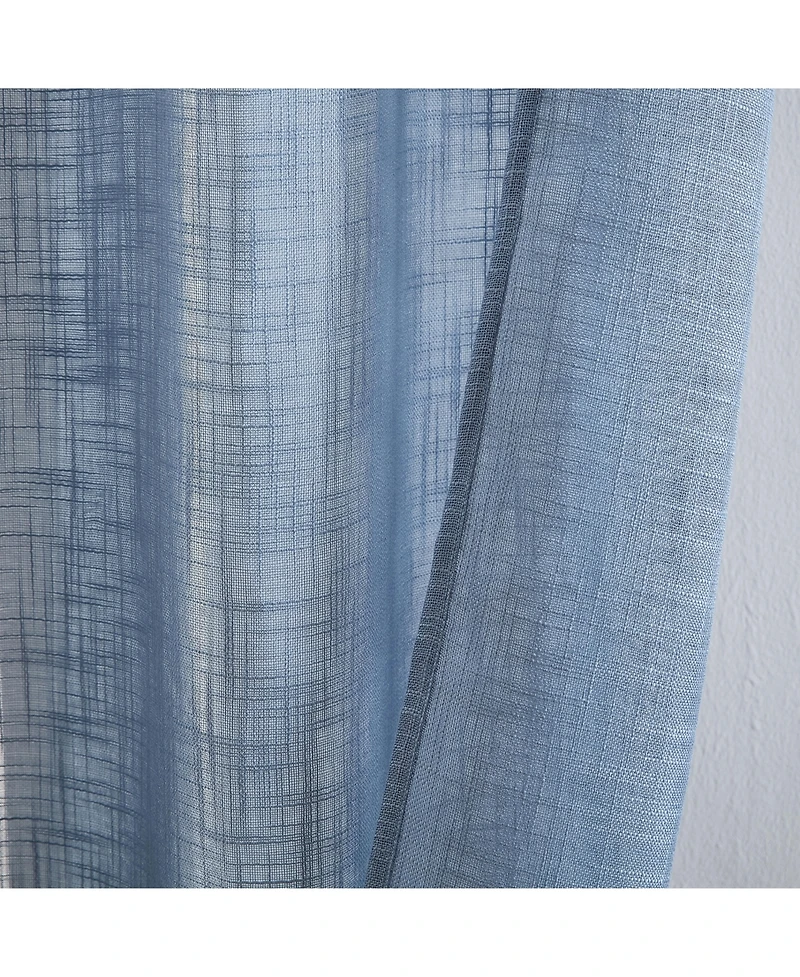 Hlc.me Abbey Faux Linen Textured Semi Sheer Privacy Sun Light Filtering Transparent Window Grommet Curtain Panels