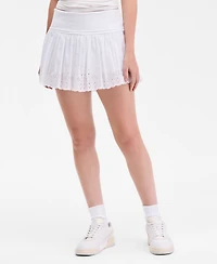 Just Polly Juniors' Foldover-Waist Eyelet-Embroidered Skort
