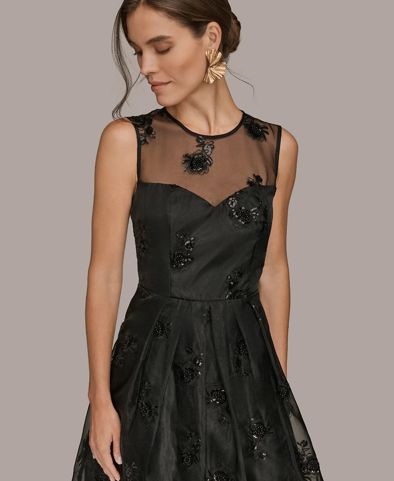 Donna Karan New York Women's Sleeveless Illusion Cocktail Dress