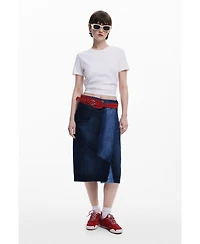 Desigual Women's Crossed denim midi skirt