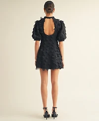 Arose Studio, Inc Women's Crew Neck Puff Sleeve Mini Dress