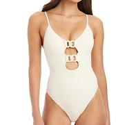 Sanctuary Stay Connected Over The Shoulder Open Front Swimsuit