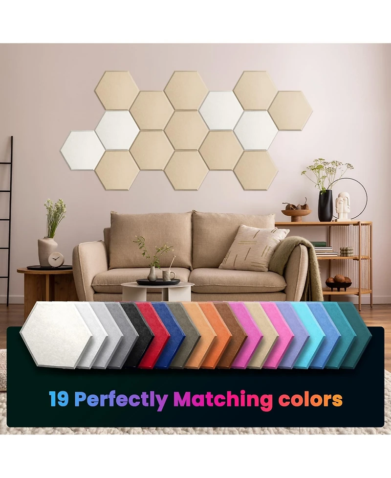 Sonic Acoustics Acoustic Panels 12-Pack Soundproof Wall Panels Sound Absorbing Hexagon Panels